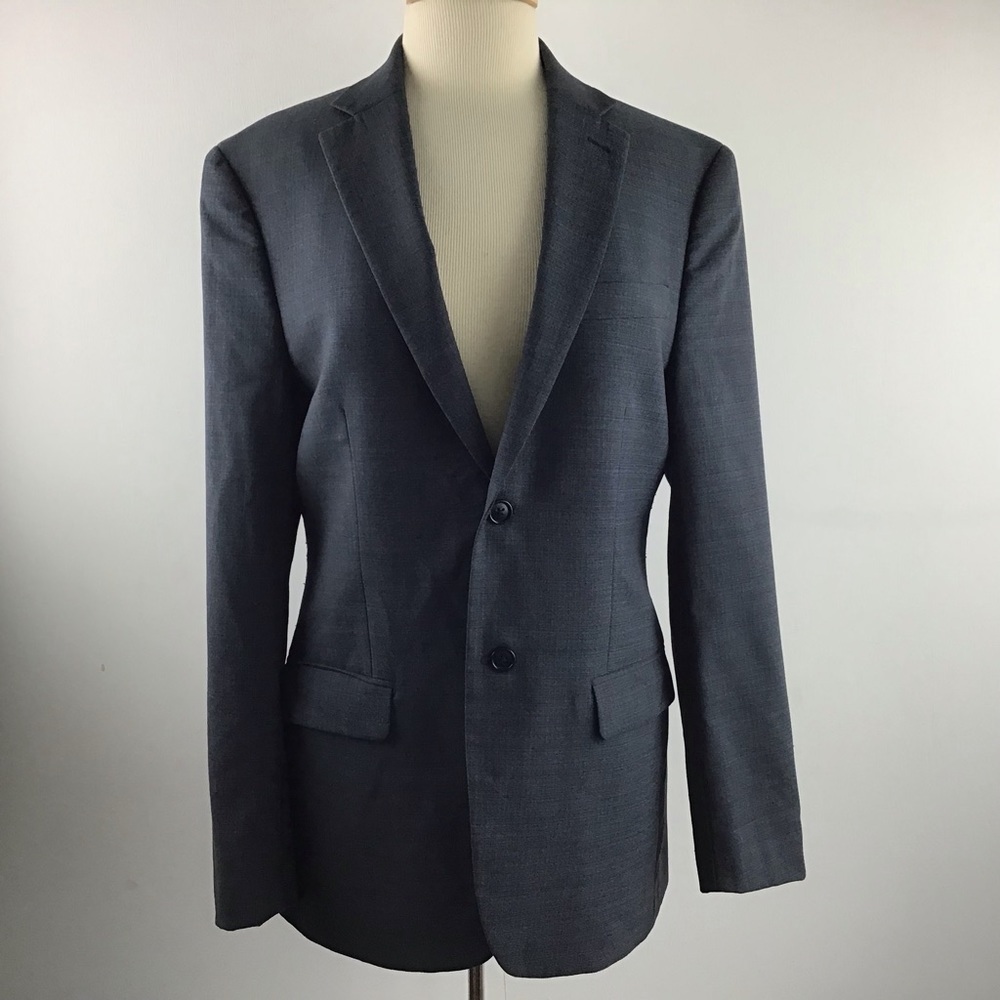 John Varvatos Star USA, 100% wool gray blue two button suit size 38 Regular
